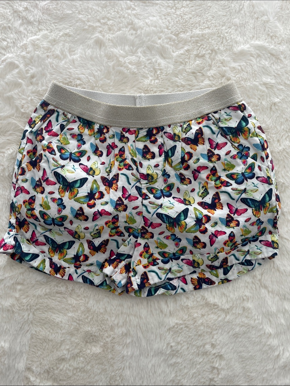 GAP Women's Butterfly Print Shorts - White with Multicolor